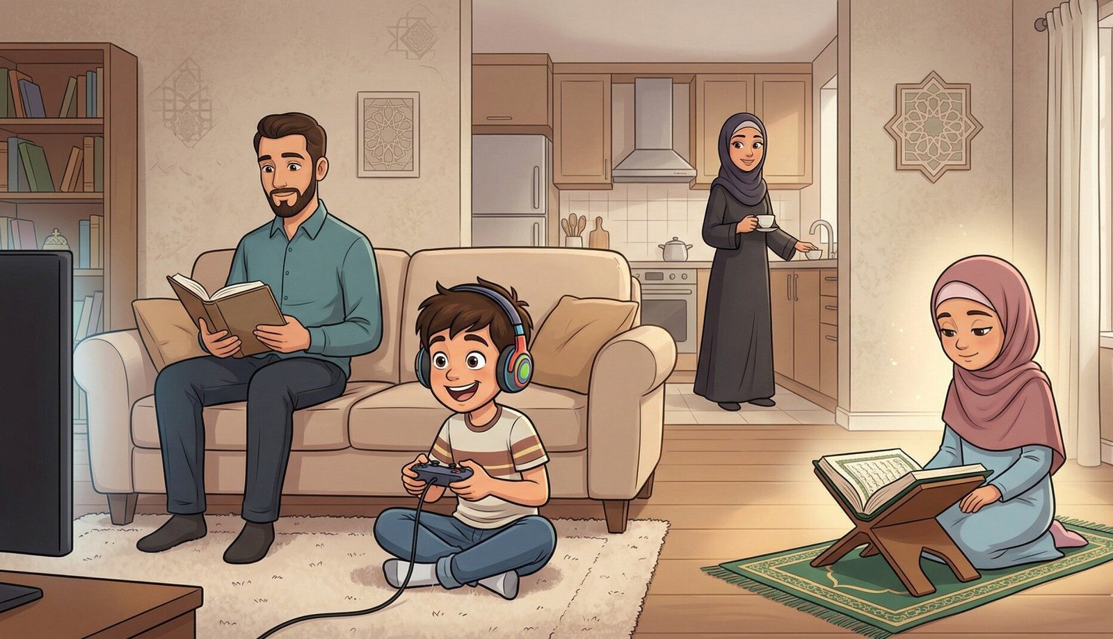 Happy child learning Quran online