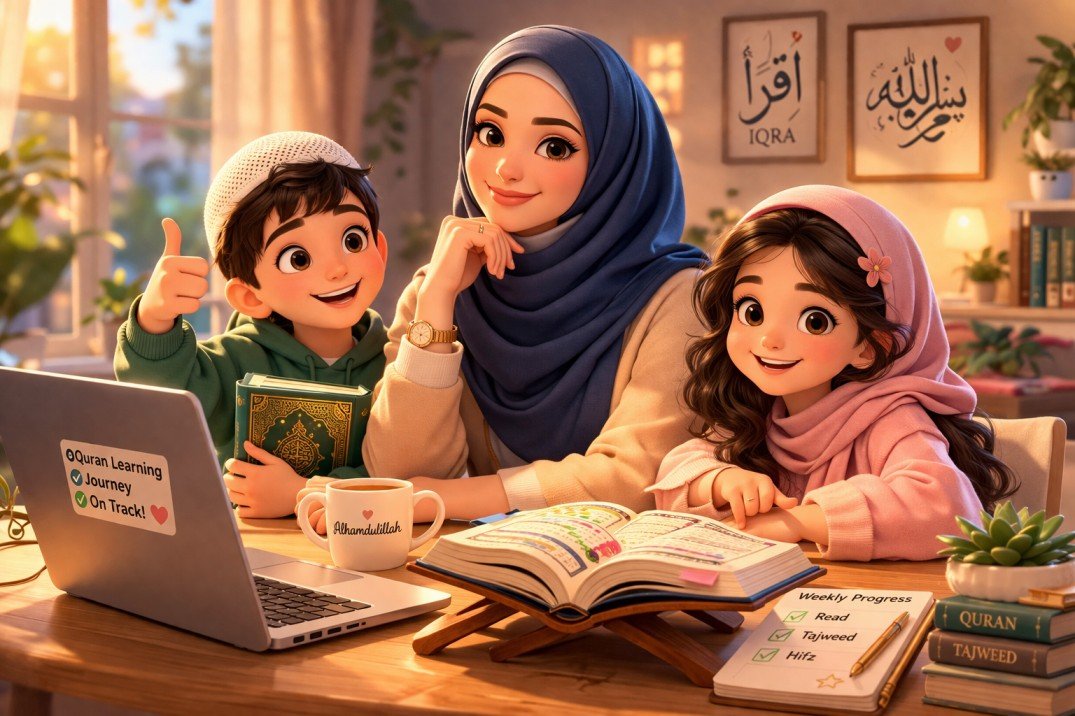 A child smiling and engaged during an online Quran class — how to keep kids motivated in Quran learning