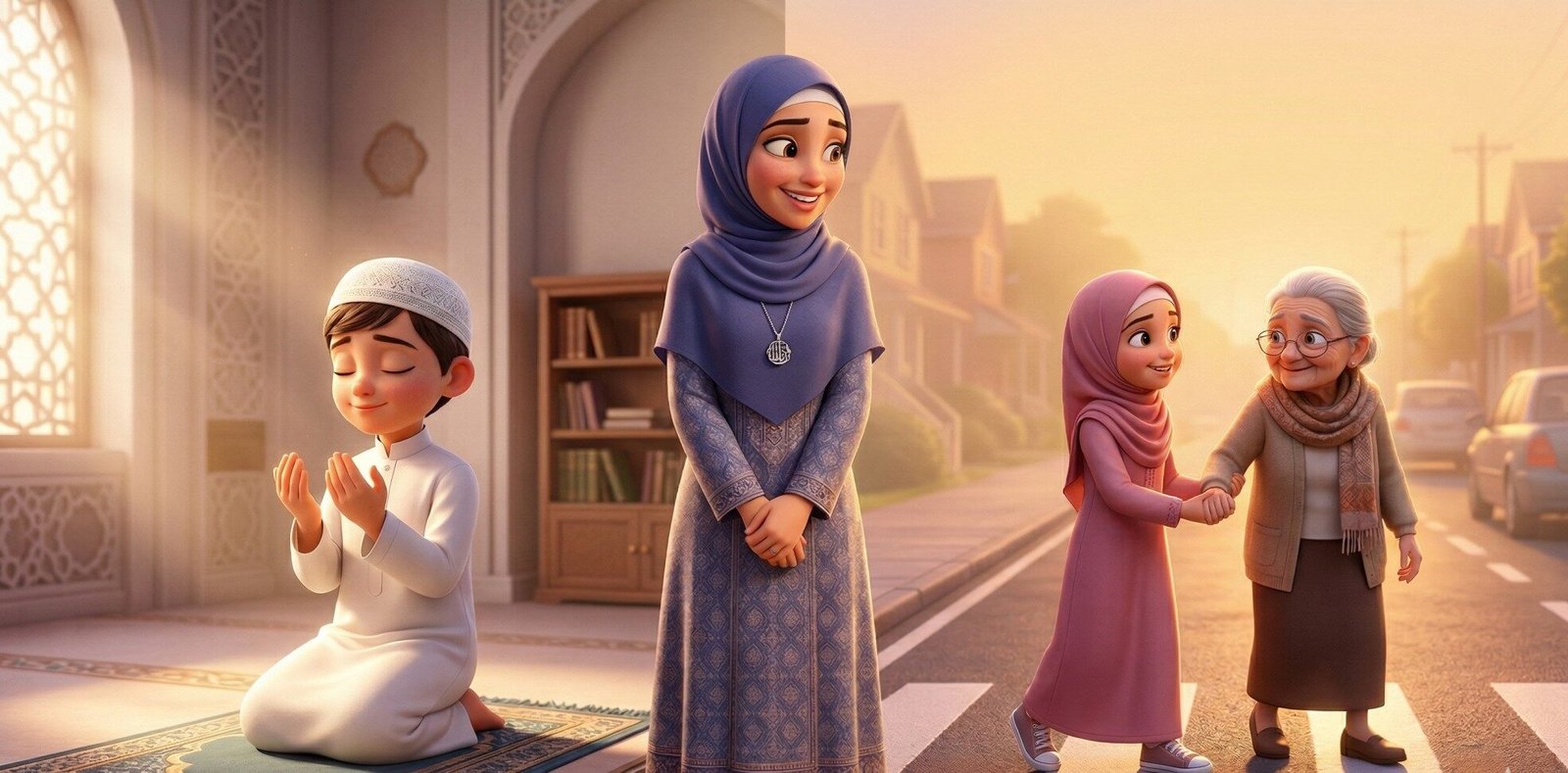 Muslim child learning the Quran online